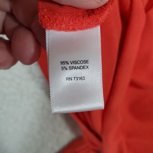 Cable & Gauge Peachy Orange Soft Sleeveless Button Front Tie Waist Shirt Size L - Picture 5 of 8